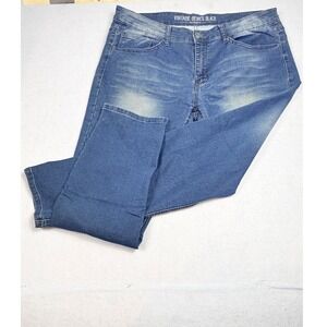 Vintage Genes Black Mens Slim Straight Fit Jeans Blue Denim W38 L32 Medium Wash
